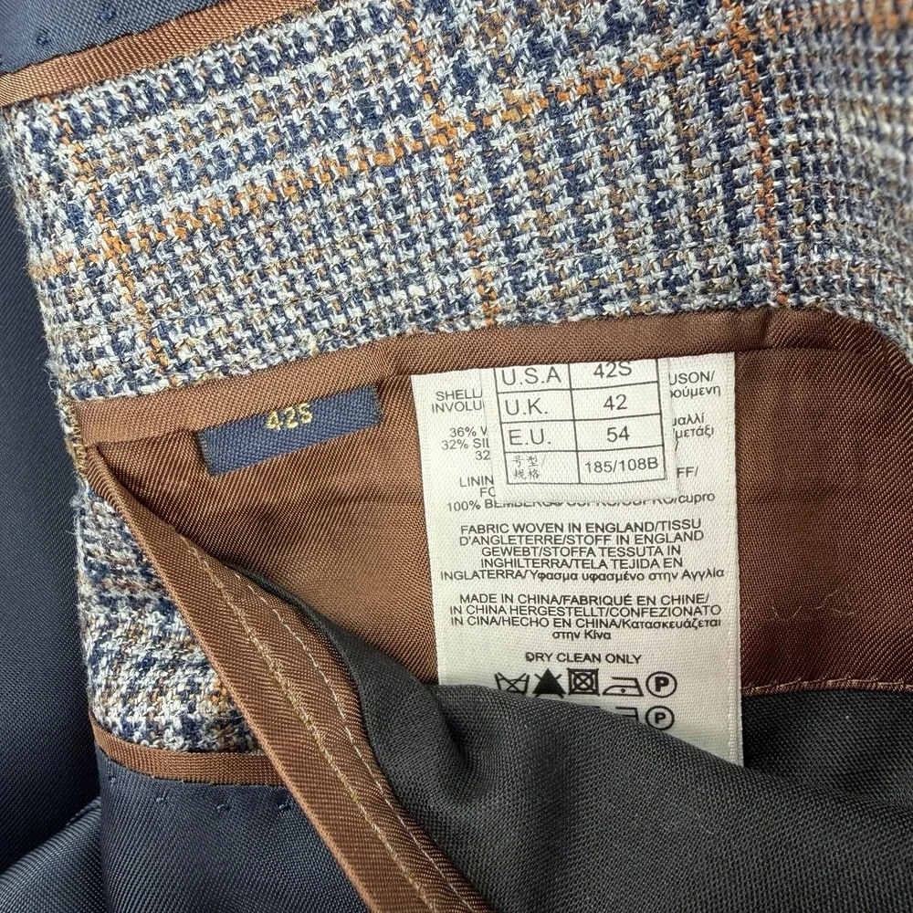 Brooks Brothers 1818 Madison Fit‎ Blazer Jacket Silk/Wool Houndstooth Size 42s